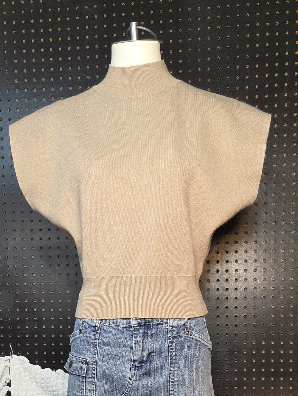 CriMMENSE Tan Mock Neck Dolman Sweater Sz M